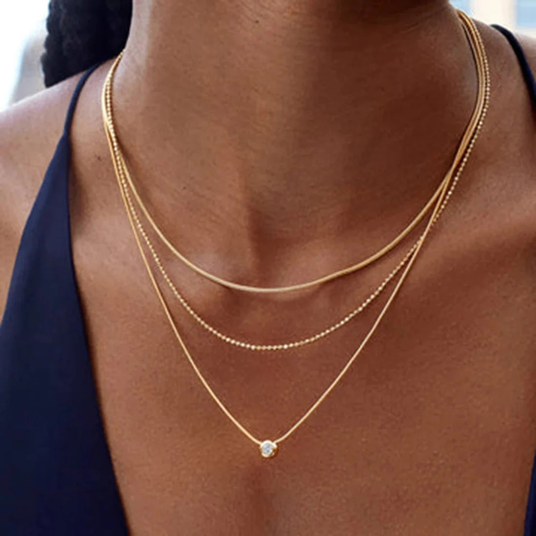 Collana Layering Y Dorata Minimalista